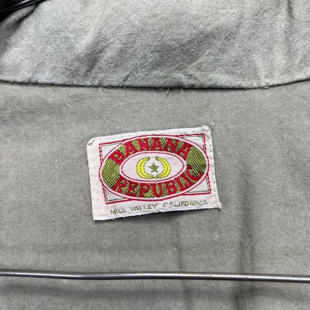 VINTAGE Banana Republic Vest Mens L Canvas Safari Utility Fishing Multi-Pocket